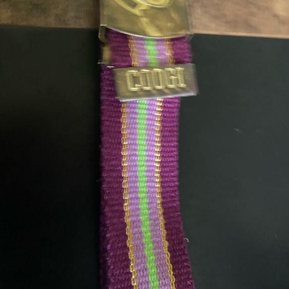 Vintage COOGI L Retro Purple Gold Metallic Cotton Adjustable Striped Belt 31”L - Picture 5 of 12